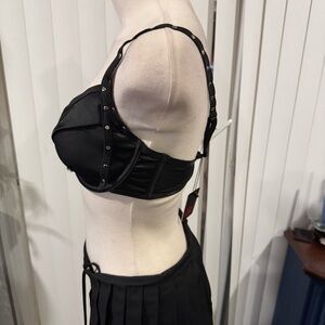 Black Underwire Bra with Stud-Trim Straps